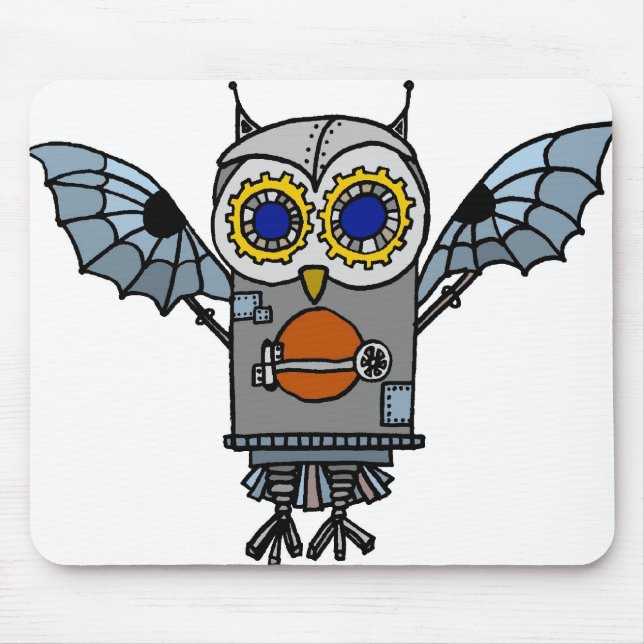 Roboter-Eule Mousepad (Vorne)
