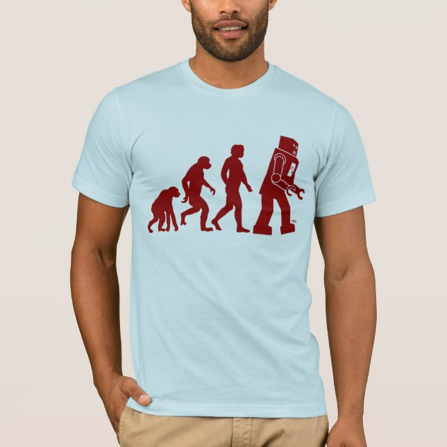 Roboter-Evolution - vom Mann in Roboter T-Shirt (Vorderseite)