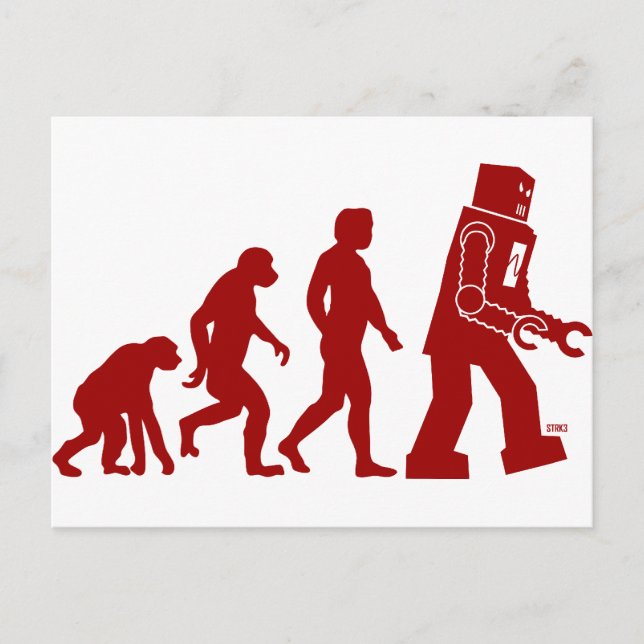 Roboter-Evolution - vom Menschen in Roboter Postkarte (Vorderseite)