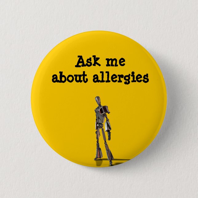 Roboter fragen mich über Allergien Button (Vorderseite)