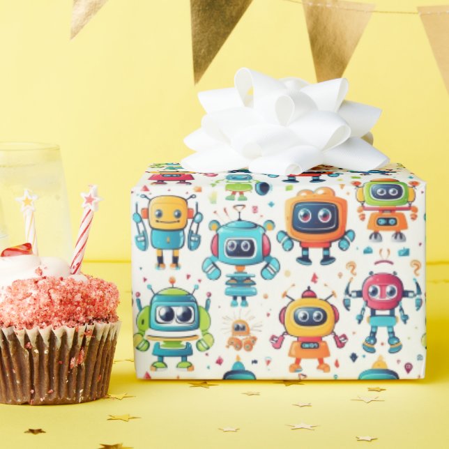 Roboter Geschenkpapier (Geburtstagsparty)