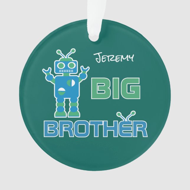 Roboter-großer Bruder-Jungen-personalisierte Ornament (Vorderseite)