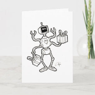 Roboter‑Grußkarte – verrückte Roboterarme Karte