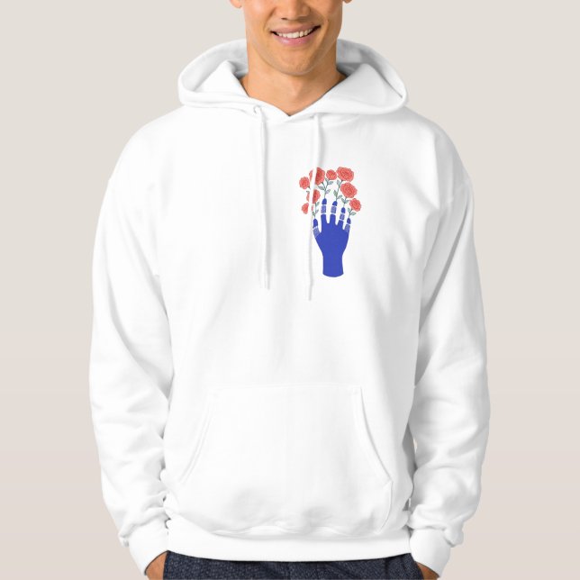 Roboter Hand mit blühenden Rose Artwork Hoodie (Vorderseite)
