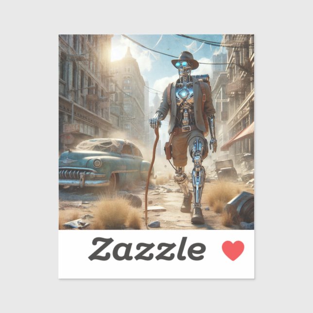 Roboter in Ghost Town Aufkleber (Blatt)