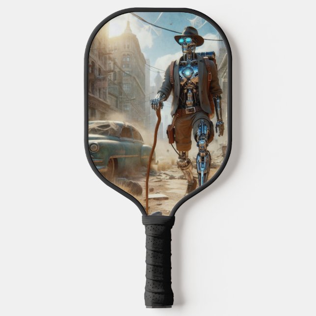 Roboter in Ghost Town Pickleball Schläger (Vorderseite)
