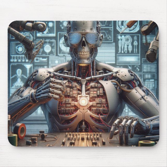 Roboter-Ingenieur Mousepad (Vorne)