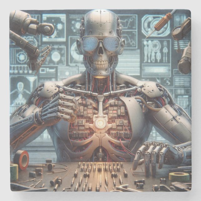 Roboter-Ingenieur Steinuntersetzer (Vorderseite)
