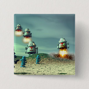 Roboter Invasion Von Oben V2 Knopf Button