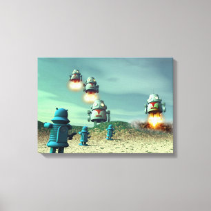 Roboter-Invasion von über V2 ausgedehnter Leinwan Leinwanddruck