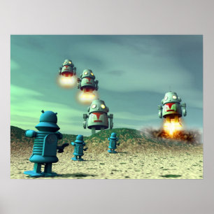 Roboter-Invasion von über V2 Poster
