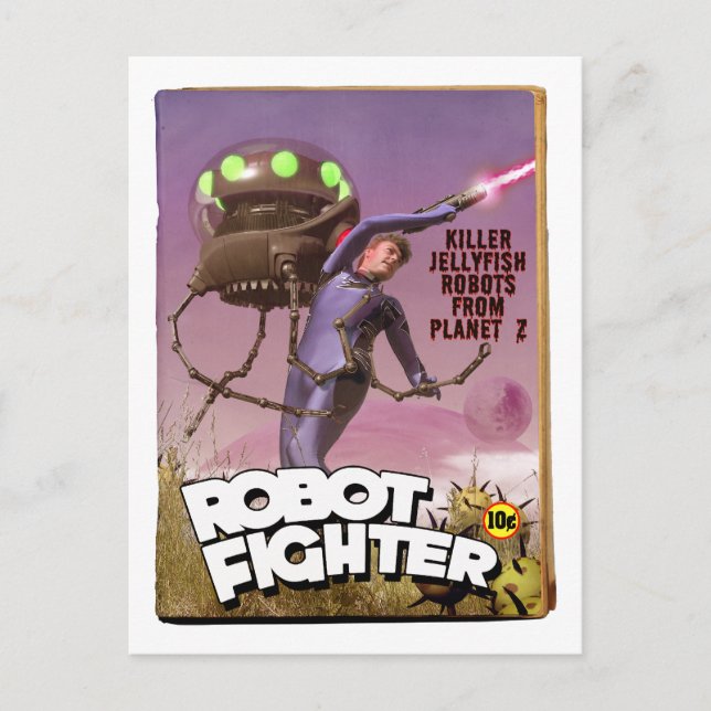 Roboter-Kämpfer-Fake-Massen-Abdeckungs-Postkarte Postkarte (Vorderseite)