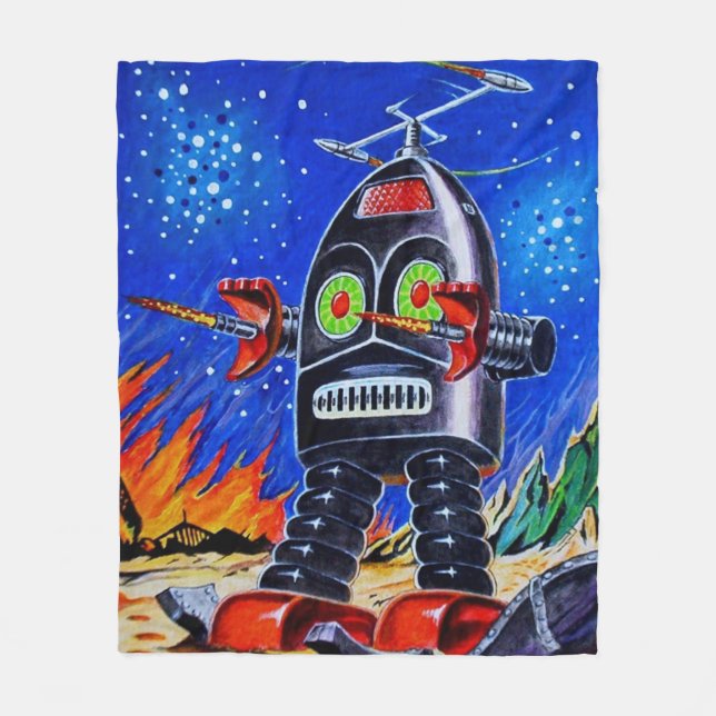 ROBOTER-KUNST-FLEECE-DECKE FLEECEDECKE (Vorderseite)