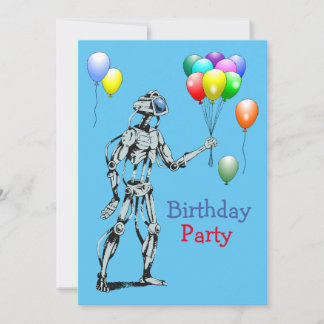 Roboter mit Balloons Einladung zum Geburtstag
