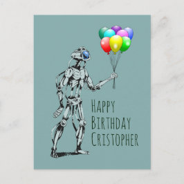 Roboter mit Balloons Geburtstagskarte Postkarte