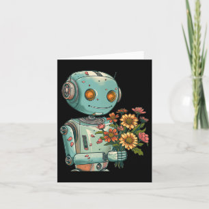 Roboter mit Blut und Blume für Jungen und Jungen u Karte