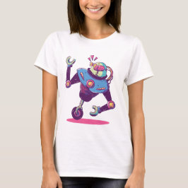 Roboter mit einem Single-Rad T-Shirt