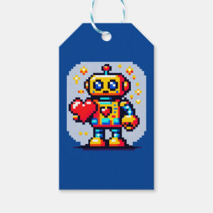 Roboter mit Herz - Niedliche Pixel Art SciFi Desig Geschenkanhänger