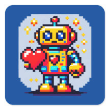 Roboter mit Herz - Niedliche Pixel Art SciFi Desig