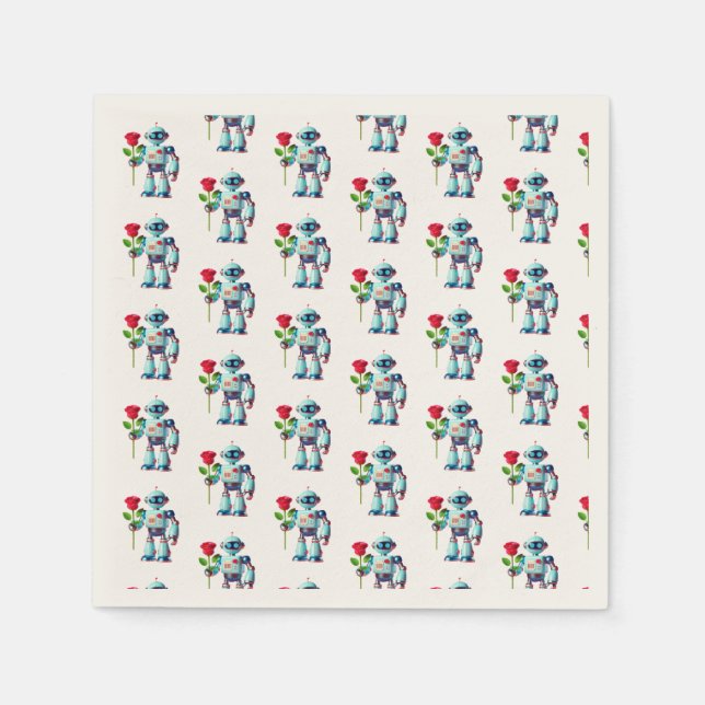 Roboter mit Rose Serviette (Vorderseite)