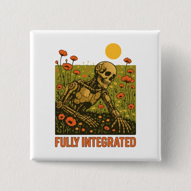 Roboter Natur Blumen Blühen Feld Button (Vorderseite)