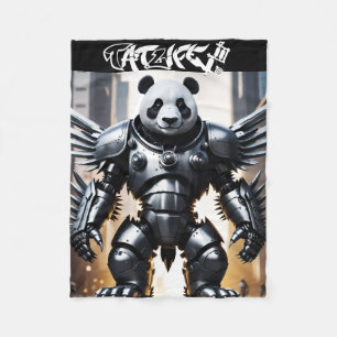Roboter-Panda mit Wings Fleece Blanket
