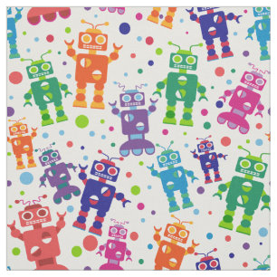 Roboter-Party-buntes Kinderspaß-Muster Stoff