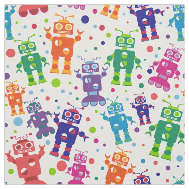 Roboter-Party-buntes Kinderspaß-Muster Stoff (Muster)