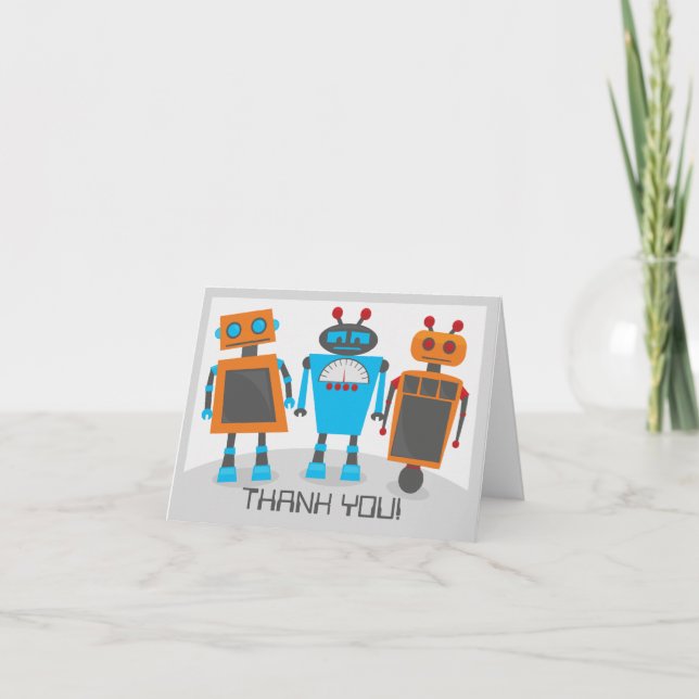 Roboter-Party danken Ihnen Notecard Dankeskarte (Vorderseite)