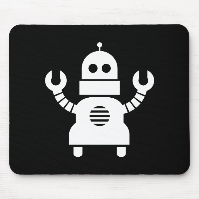 Roboter-Piktogramm Mousepad (Vorne)