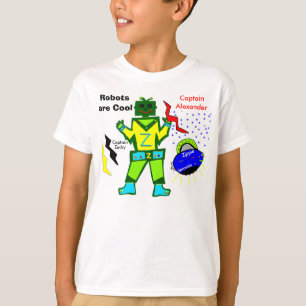 Roboter sind Cool Captain Zacky Blue Raumschiff St T-Shirt