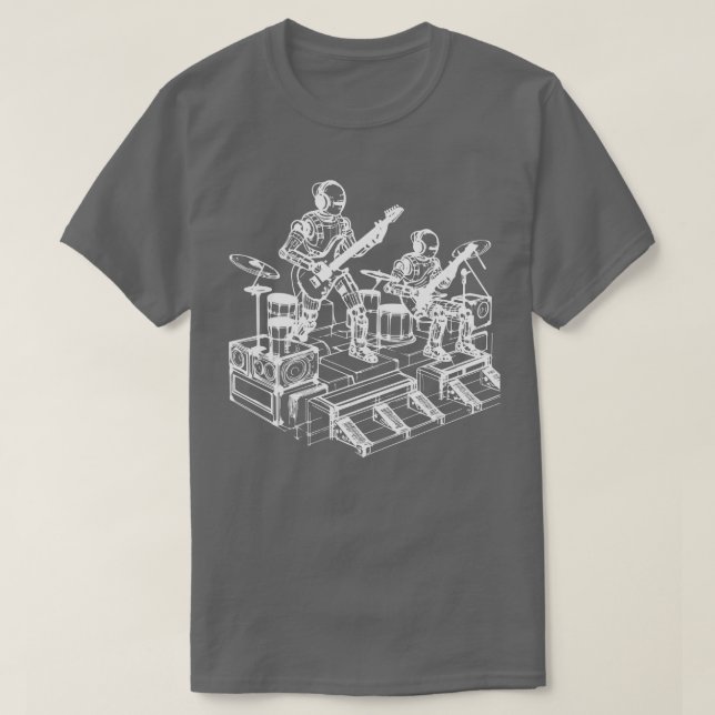 Roboter spielen Musik T-Shirt (Design vorne)