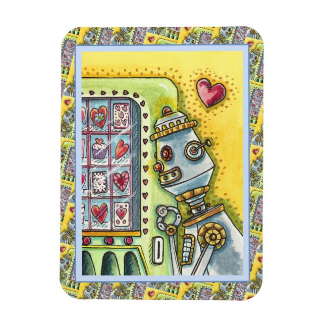 ROBOTER SUCHT NACH LIEBE, HERZVERANSTALTUNGSMASCHI MAGNET (Vertikal)