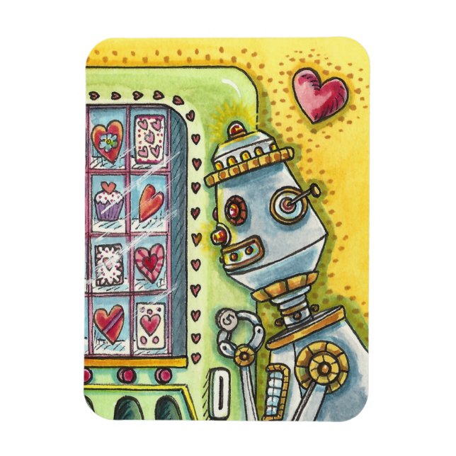 ROBOTER SUCHT NACH LIEBE, HERZVERANSTALTUNGSMASCHI MAGNET (Vertikal)