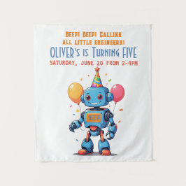 Roboter-Thema mit Ballons Aquarell Wandteppich