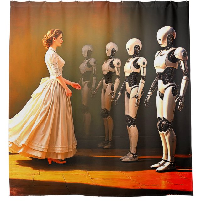 Roboter und ein Mensch Duschvorhang (Vorderseite)