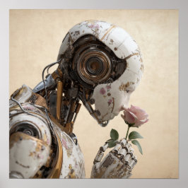 Roboter und Rose Solarpunk-Poster Poster