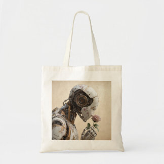 Roboter und Rose - Solarpunk-Tote-Beutel Tragetasche