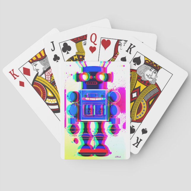 Roboter Verdächtiger Nummer 4 Spielkarten (Rückseite)