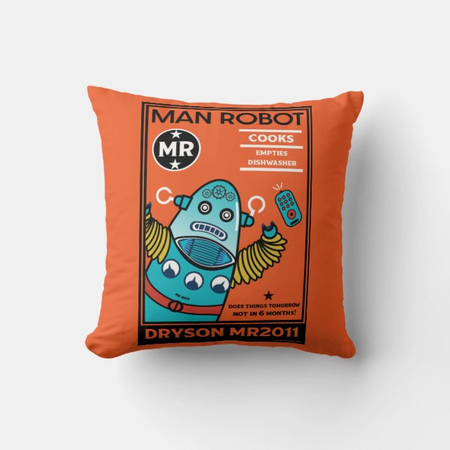 Robotergeschenke für Jubiläum oder Hochzeit Kissen (Vorderseite)
