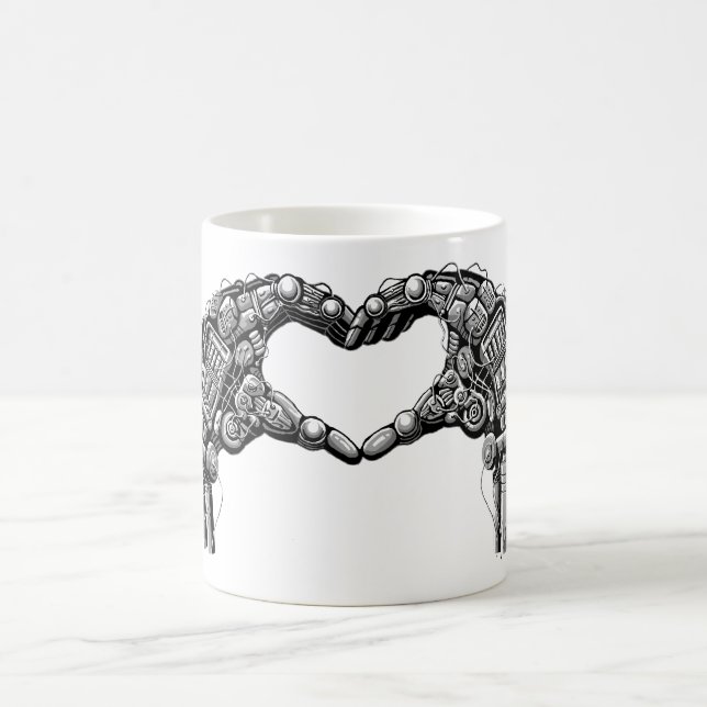 Roboterhände machen Herzform Kaffeetasse (Mittel)