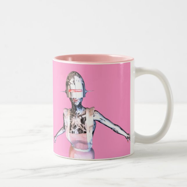 Robotermädchen Zweifarbige Tasse (Rechts)