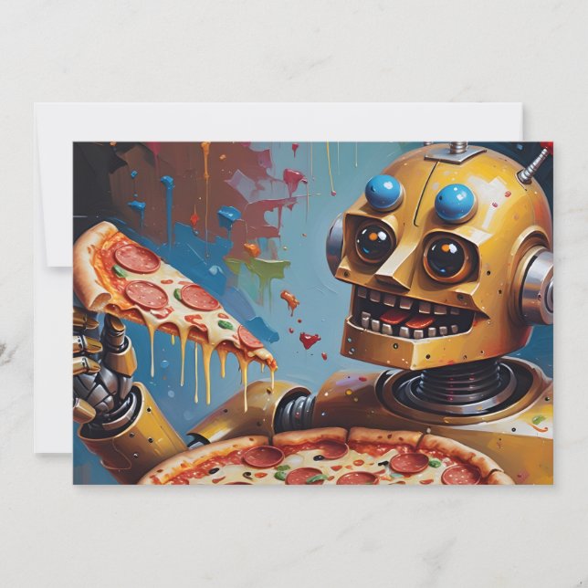 Roboterpizza Einladung (Vorderseite)