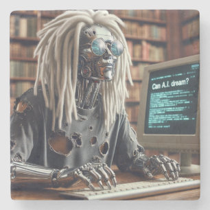 Robotertypen auf Tastatur Steinuntersetzer