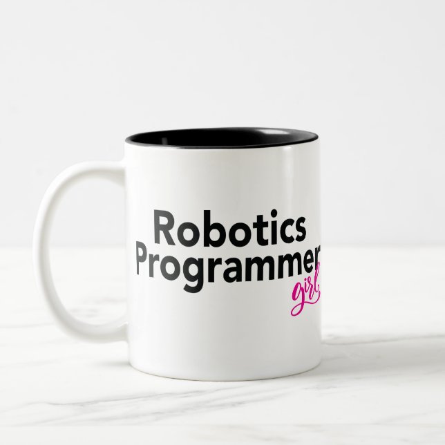 Robotics Programmer Girl Zweifarbige Tasse (Links)