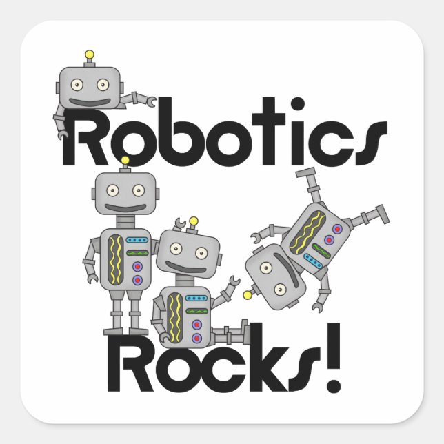 Robotik Rocks Quadratischer Aufkleber (Vorderseite)