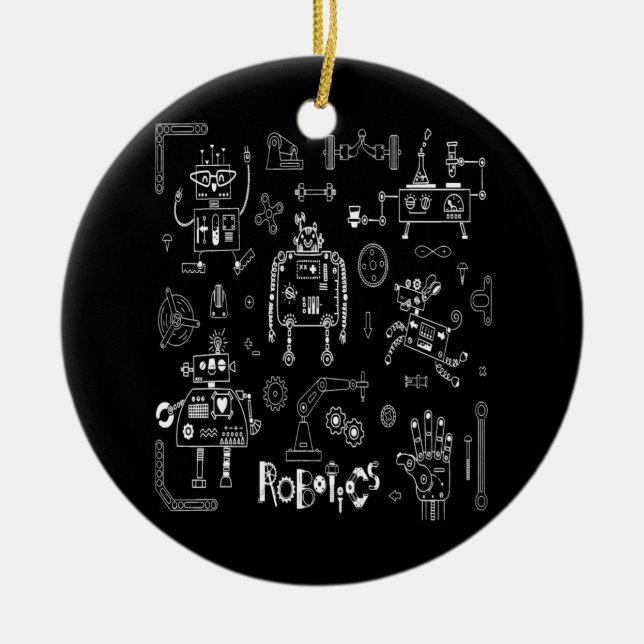 Robotik-Techniker Funny Vintag Robot Keramik Ornament (Vorne)