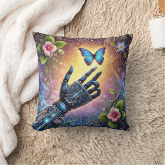 Robotische Hand & Schmetterling AI Naturharmonie Kissen