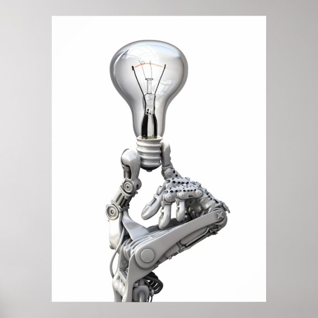 Robot's hand with a bulb poster (Vorne)