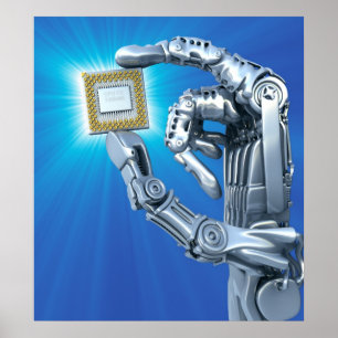 Robot's hand with the CPU Poster